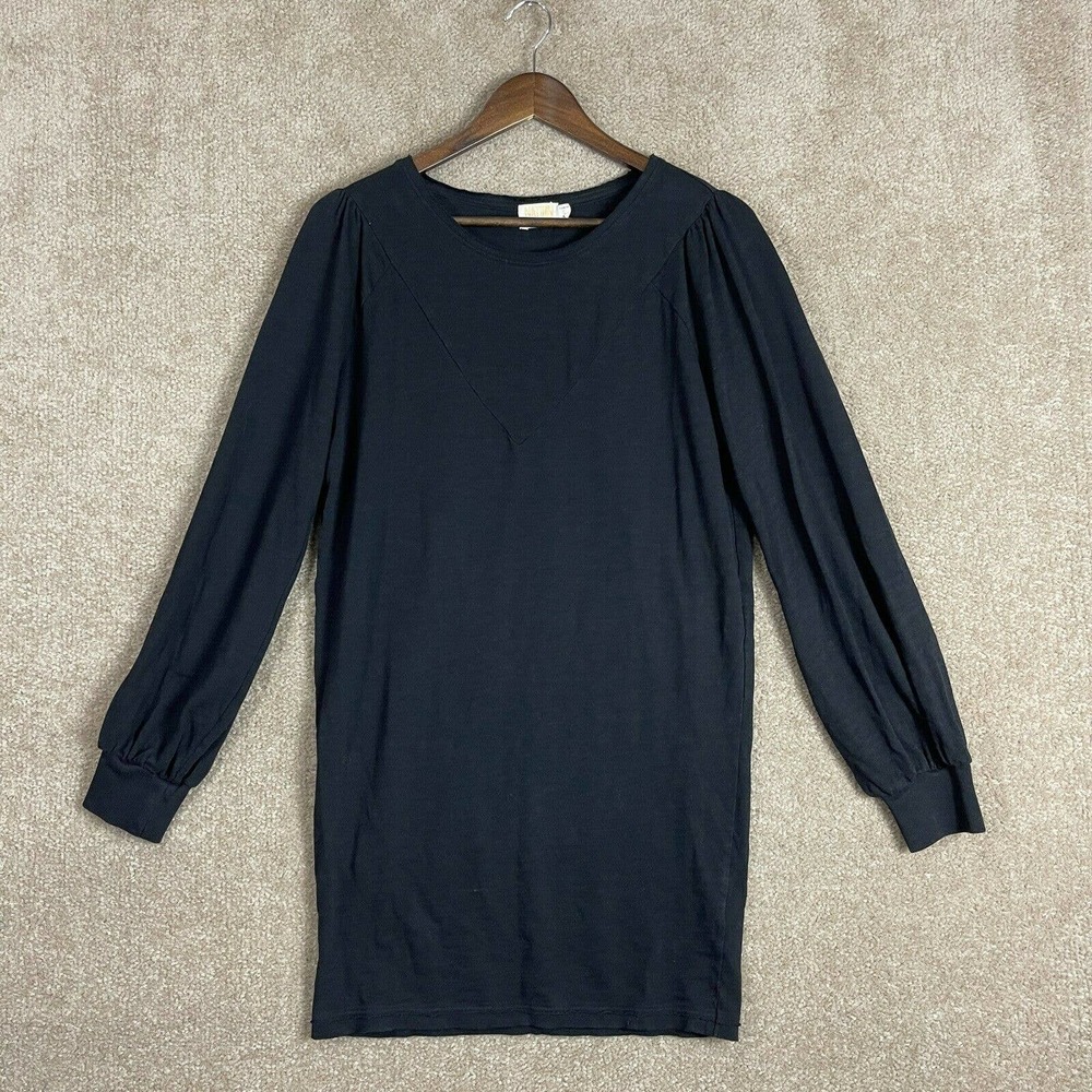 Nation LTD Elisa Dress Womens Size Small Black Puff Sleeve Easy Fit Stretch - Picture 2 of 10
